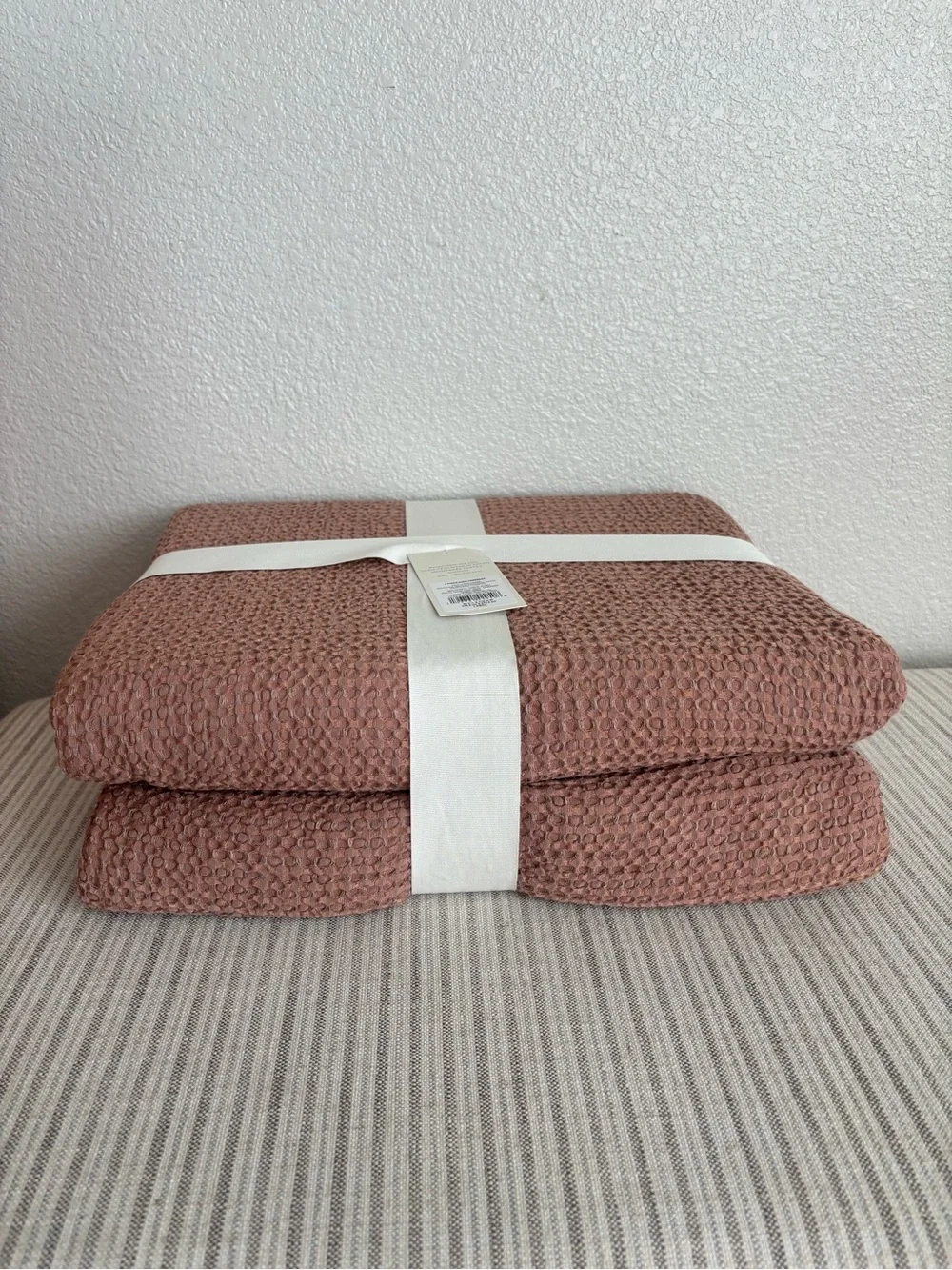 NWT King Textured Waffle Coverlet Brown - Casaluna